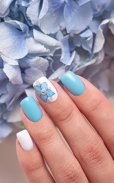 Blue Wedding Nails Designs Ideas 2023 For Your Inspiration Nail Designs Tiffany Blue, Blue Shades Nails, Soft Blue Nails, Clear Manicure, Manicure Design Ideas, Shades Nails, Blue Wedding Nails, Blue And Silver Nails, Silver Nail Designs