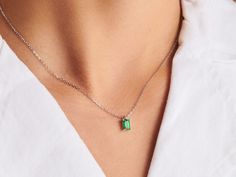 Silver Necklace Simple, Month Of May, Emerald Necklace, Gemstone Studs, Emerald Stone, Cute Necklace, Green Gemstones, Birth Month, Birthstone Necklace