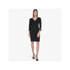 Show off your style in this Andrew Marc rolled long sleeve v-neck sheath dress. Click on this WOMEN'S GUIDE to find the perfect fit and more!Show off your style in this Andrew Marc rolled long sleeve v-neck sheath dress. Click on this WOMEN'S GUIDE to find the perfect fit and more!FEATURES V-neck Long sleeves Sheath silhouette Straight hem Hook-and-eye, zipper backFIT & SIZING True to size 37.25-in. length from shoulder to hem Mini length hits at the thighFABRIC & CARE Polyester, spandex Dry cle