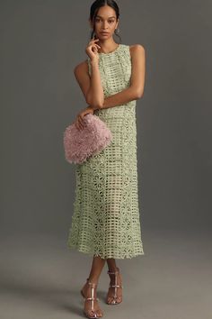 Endless Rose Sleeveless Textured Midi Dress | Anthropologie Cocktail Dress Wedding, Lace Shift Dress, Silk Midi Dress, Green Midi Dress, Rose Dress, Women Wedding Guest Dresses, Guest Outfit, Flowy Dress, Floral Midi Dress