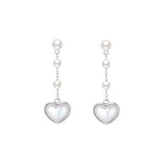 Radiant Romance Heartfelt Shell Pearls 925 Sterling Silver Dangle Earrings Elevate your elegance with our Radiant Romance Heartfelt Shell Pearls 925 Sterling Silver Dangle Earrings. These exquisite earrings are designed to capture the essence of timeless beauty and radiant charm, making them a perfect addition to any jewelry collection. Key Features: Main Stone: Shell Pearl Main Stone Quantity: 8 Earring Size: 37mm Metal Material: Solid 925 Sterling Silver Metal Electroplating: Rhodium Earring Backs: Rubber Total Weight: 1.79g Benefits: Timeless Elegance: The shell pearls exude a classic beauty that never goes out of style. High-Quality Materials: Crafted from solid 925 sterling silver with rhodium electroplating, these earrings promise durability and long-lasting shine. Comfortable Fit: L Silver Heart-shaped Pearl Drop Jewelry, Elegant Sterling Silver Jewelry With Heart Beads, Sterling Silver Heart Beads Dangle Jewelry, Elegant Hypoallergenic Double Heart Jewelry, Elegant Hypoallergenic Open Heart Jewelry, Silver Heart Earrings With Pearl Drop As Gift, Silver Heart Earrings With Pearl Drop For Gift, Elegant Dangle Jewelry With Heart Charm, Silver Heart Pendant With Pearl Drop