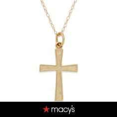 in stock 14k Gold Cross Necklace Tarnish Resistant, Fine Jewelry Tarnish Resistant Cross Pendant, Classic Yellow Gold Jewelry From Macy's, Classic Gold Jewelry From Macy's, Elegant Yellow Gold Jewelry From Macy's, Macy's 14k Gold Elegant Jewelry, Macy's Tarnish Resistant Jewelry Gift, Macy's Classic Yellow Gold Jewelry, Macy's Classic Gold Jewelry