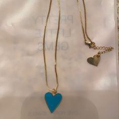 Never Worn, Gold With A Blue Enamel Heart. Heart Is Smaller In Size. Heart Necklace, Blue Gold, Womens Jewelry Necklace, Poppies, Color Blue, Jewelry Necklaces, Necklaces, Women Jewelry, Crystals