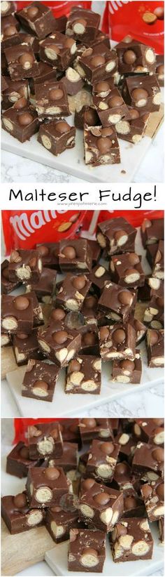 two pictures showing different types of chocolates and candy bars with the same topping on top