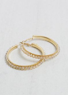 Boho Crystal Bead Hoops Gold JEWELRY - Shop Miss A Trendy Gold Jeweled Crystal Earrings, Metal Hoop Crystal Earrings With Rhinestones, Hoop Crystal Earrings With Rhinestones, Gold Jeweled Hoop Jewelry, Elegant Gold Beaded Hoop Earrings, Elegant Jeweled Hoop Jewelry, Adjustable Crystal Earrings With Faceted Beads, Adjustable Gold Hoop Earrings With Faceted Beads, Metal Hoop Jewelry With Rhinestones