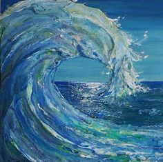 an acrylic painting of a wave in the ocean