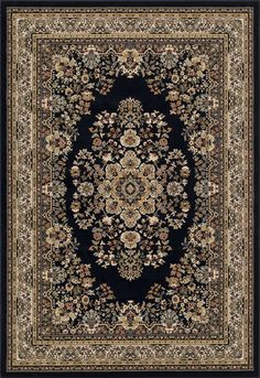 Deep and enigmatic, the L'Baiet Madeleine black oriental rug is a great addition to all aspects of the home and especially suited for anyone looking for a way to add a great accent of depth into a room. The fantastic combination of color and pattern will give life to a room with a piece that offers distinct personality and adds character to your space. Enhancing its durability and longevity, this stylish area rug is constructed of polypropylene with a jute backing. It’s designed to take on the occasional spill, and is easily cleaned with a light vacuuming. For those unexpected spills, spot clean with light detergent or have it professionally removed. LBaiet Akron 5 X 7 (ft) Beige Indoor Floral/Botanical Area Rug | AK289C57 Vintage Rug Black Couch, Beige And Black Vintage Rug, Black Background Floral Rug, Antiqe Rug, Antique Persian Carpet, Rugs And Mats, Rug Texture, Black Area Rugs, Persian Carpet