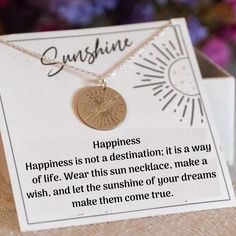 Sun Necklace with Personalized Card, Perfect Silver Jewelry for Friend Large Sunbeam Necklace, 925 Sterling Silver 14K Gold Plated,  Here comes the sun. Lets Shine!    -- All orders are carefully prepared in our studio after you order. To request a custom length and circles, please write to us. *14 K Gold Filled, Sterling silver or Rose Gold Filled Jewelry * All of our jewelery are 100% hypoallergenic, lead and nickel free. Those with allergies need not worry about developing an allergic reactio Women Friendship, Happy Gifts, Friendship Necklaces, Christmas Gifts For Friends, Birthday Gifts For Women, Personalized Card, Make A Wish, Gold Filled Jewelry, Allergies