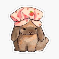 kawaii rabbit in cute cap Sticker Bunny Drawing, Cute Animal Drawings Kawaii, Cute Kawaii Drawings, Cute Doodle Art, Kawaii Animals, Dessin Adorable, Cute Little Drawings, Cute Animal Drawings, Kawaii Drawings