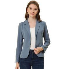 The curved hem and a fitted waist, make this formal blazer different from other blazers and add a stylish twist. Keep your work-wear wardrobe up-to-date by adding this pretty blazer. Pair it with a range of blouses and jeans, a pencil skirt, or cigarette pants, and show off your charming effortless OL style. This blazer suit jacket features a single-breasted design, a fitted waist, and regular hip-length, which make it comfortable for all-day wear. The lapel collar neckline and straight-cut cuff Lightweight Blazers For Women, Fitted Single Button Office Lady Blazer, Tailored Semi-formal Office Blazer, Tailored Blazer For Semi-formal Office Wear, Office Lady Blazer With Notch Lapel, Office Lady Style Blazer With Suit Collar, Fitted Button-up Office Blazer, Fitted Button-up Blazer For Office, Tailored Solid Color Office Lady Blazer