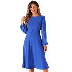 Long lantern sleeves party dress can fit your figure well, making you feel confident and beautiful. Midi Length dress is charming to be paired with high heel to get ready for the party, for clubwear, for festival vacation. Pair with the sandals for a striking look. MODEL SHOW: Regular Fit. Wear in size XS. Midi Dress Work, Party Gown Dress, Dress Royal Blue, Dress Royal, Dresses Royal, Party Gown, Ruched Midi Dress, Winter Party, Royal Blue Dresses