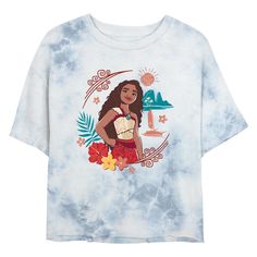 Join Moana and Maui once again as Moana answers the call from her ancestors to journey through the dangerous seas of Oceania to connect her people! Get in on the adventure with all new officially licensed apparel for the whole family from Moana 2! This Juniors' Moana 2 Fearless Adventurer Moana Cropped T-Shirt features an awesome graphic of Moana standing with an arm on her waist surrounded by tropical flowers and a themed frame. Moana And Maui, Moana 2, Disney Moana, Big Sis, Sleeve Packaging, Crop T Shirt, Cropped T Shirt, Womens Tie, Mean Girls