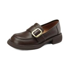 These loafers are designed in a timeless, minimal silhouette, so you'll be sure to wear them often. Made from soft leather, soft bottom that ensure all-day comfort. Wear yours with tailoring and denim alike. Color: Brown/BlackMaterial: CowhideLining: PigskinInsole: SheepskinSole: RubberHeels: 3.5 cm/1.38"Fit: Medium to Wide, Runs Normal.Origin: Made in China Production Time: About 5-7 days (Any exceptional case will email you, Please pay attention to your email left) Shipping Time: Free Shipping Workwear Faux Leather Slip-ons With Flat Heel, Workwear Loafers With Buckle Closure And Flat Heel, Classic Loafers With Buckle Closure For Spring, Work Loafers With Buckle Closure Flat Heel, Slip-on Faux Leather Shoes For Fall, Classic Flat Slip-ons For Fall, Workwear Loafers With Buckle Closure Flat Heel, Classic Slip-on Loafers With Metal Pin Buckle, Buckle Closure Loafers For Workwear In Fall