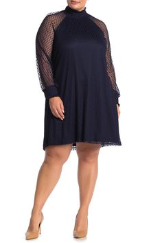 Look ultra-glam at your next formal event in the gorgeous shirred mock neck lace trapeze dress. High smocked neck. Long sleeves with smocked cuffs. Slip on over head. Lace construction. Trapeze style. Lined. Approx. 37.5" length (size 2X). Imported Add Sleeves, Trapeze Dress, Lace Cami, Halterneck Dress, Neck Lace, Nordstrom Dresses, Formal Event, Baby Dress, Mock Neck