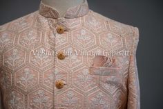 Pristine Peach Silk Thread Embroidered Sherwani Set Peach Sherwani, Elegant Embroidered Peach Dupatta, Cream Semi-stitched Sherwani With Intricate Embroidery, Luxury Semi-stitched Cream Sherwani, Pink Embroidered Semi-stitched Sherwani, Pastel Shades, Fancy Sarees, White Silk, Silk Thread