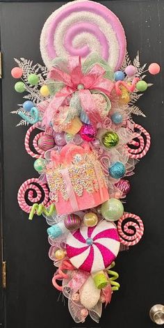 a door decorated with candy and candies