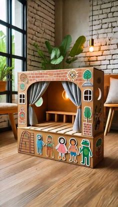 a child's play house made out of cardboard