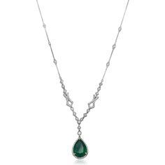 Roman & Jules 18K Gold Pear-Shaped Emerald Diamond Necklace - 7.08 Carat Emerald, 1.0 Carat Diamonds Emerald Diamond Necklace, Magnificent 7, Yellow Gold Chain, Green Emerald, Eternal Love, Center Stage, Emerald Diamond, White Diamonds, Night Sky