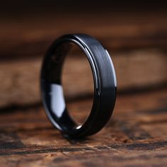 Men's Black Plated Tungsten Wedding Band - 6mm Width Groom Ring Black, Men’s Promise Ring Aesthetic, Male Wedding Rings Black, Cool Mens Wedding Rings, Men S Wedding Band, Wedding Rings For Guys, Lauren Snyder, Mens Wedding Bands Wood, Black Wedding Rings For Men