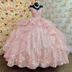 Womens Flowers Lace Pink Evening Dress Ball Gown Birthday Gown Wedding Dress.  "This pin contains affiliate links, which means I may earn a commission at no cost to you extra for you". 
 #affiliate #advertising" Princess Quinceanera Dresses, Birthday Gown, Gown Birthday, Quinceanera Pink, Quinceanera Themes Dresses, Pink Quince, Pink Ball Gown, Quinceanera Dresses Pink, Pretty Quinceanera Dresses