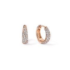 A classic twist on the pave huggie earring for a timeless accessory that embodies understated refinement. Crafted from gleaming gold and sparkling diamonds, these earrings feature a snug, hoop-like design that "hugs" the earlobe closely. Their simplicity and versatility make them an essential addition to any jewelry collection, effortlessly complementing both casual and formal looks. Available in 14K White, Yellow, and Rose Gold Diamond weight = 0.53 carats Diamond quality = GH-Color, SI-Clarity Huggie Earring, Diamond Cocktail Rings, Band Bracelet, Mens Band, Diamond Shop, Timeless Accessories, Bracelet Collection, Rose Gold Diamonds, Earrings Collection