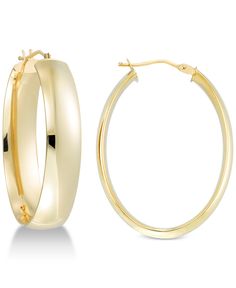 Polished to an extraordinary shine, these beautiful oval hoop earrings are skillfully crafted by Italian Gold for a high-style impact. Pearl Earrings Gold, Oval Hoop Earrings, 18k Gold Earrings, Luxury Earrings, Buy Earrings, Halo Earrings Studs, Earrings Pearl, Gold Earring, Gold Polish