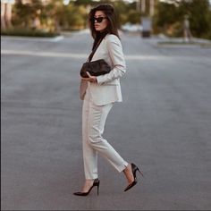 12/31 Chic Fall Suits With Trousers, Chic Straight Leg Suits For Work, Chic Straight-leg Suits For Workwear, Elegant Fall Pantsuit With Ankle-length Pants, Chic Ankle-length Pantsuit For Party, Elegant Ankle-length Pantsuit For Fall, Chic Tailored Fall Pantsuit, Chic Fall Suits With Straight Pants, Chic Straight Pants Suits For Fall