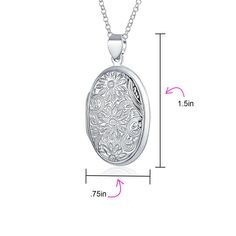 For a simply beautiful look, our .925 Sterling Silver flower locket is classic and elegant. Picture lockets make perfect gifts for any special person. Personalize it with two photos she will love. The photo locket measures approximately an inch and a half, including the shiny bail. It is lightweight and sensational for keeping treasured keepsakes close to her heart. Order one today and surprise someone special on your gift list. Mens Engraved Necklace, Sterling Silver Locket Necklace, Engraved Locket, Silver Locket Necklace, Sunflower Photo, Picture Locket, Sterling Silver Locket, Photo Locket Necklace, Oval Locket