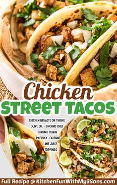 chicken street tacos with cilantro and onions