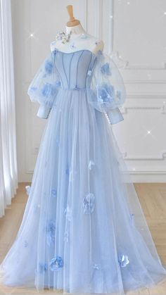 Prom Dresses Light Blue, Gaun Tulle, Long Sleeves Prom Dresses, Long Sleeve Prom Dress, Dresses Light Blue