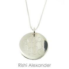 "Rishi Alexander offers Handmade, Up-Scale Jewelry and Gifts. For many of our Unique items, we offer Personalized Monograms that are done by our own in house Engravers. Each Buyer will get a brand new .925 Sterling Silver Monogrammed Children Necklace. The Box Chain is 0.8mm Thick and 14\" Inch Long. The Pendant to be monogrammed is 16mm in Diameter. We do custom monograms for each Jewelry Item so please leave us your Monogram upon checkout. A message box will become available after selecting \" Engraved Sterling Silver Locket Necklace For Mom, Classic Silver Engraved Charm Necklaces, Personalized Silver Jewelry With Engraving Option, Classic Silver Engraved Charm Necklace, Personalized Sterling Silver Locket Necklace For Mom, Personalized Silver Locket Necklace For Mom, Mother's Day Sterling Silver Monogram Charm Necklaces, Silver Pendant Locket Necklace For Mom, Mother's Day Sterling Silver Monogram Charm Necklace