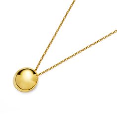 High-Polished gold-plated sphere shaped pendant necklace Elegant Charm Necklaces With Round Pendant, Elegant Gold Necklace With Oval Pendant, Elegant Necklace With Detachable Round Pendant, Elegant Round Necklace With Detachable Pendant, Formal Oval Pendant Necklace With Large Pendant, Elegant Yellow Gold Round Pendant Necklace, Elegant Necklace With Detachable Pendant, Formal Necklace With Large Oval Pendant, Elegant Gold Plated Oval Pendant Necklaces