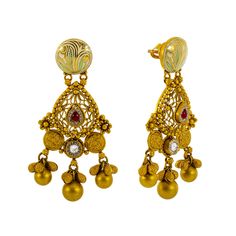 Make a statement with this stunning 22k yellow gold, Kundan and ruby necklace and earring set by Virani Jewelers. Designed with exquisite detail, this jeweled gold necklace and earring set set embodies the traditional elegance of Indian jewelry. The radiant 22k gold and intricate patterns create a sophisticated and timeless look, perfect for any important occasion. This radiant 22k yellow gold jewelry set is a true testament to the artistry and craftsmanship of Indian gold jewelry. Features • 22 Gold Jewelry Sets, Yellow Gold Jewelry, Ruby Necklace, Gold Jewelry Indian, Necklace And Earring Set, Intricate Patterns, 22k Gold, Necklace Earring Set, Necklace Earrings