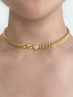 Meet the must-have necklace guaranteed to steal your heart! This piece is the definition of love at first sight. Featuring a stunning pink heart gemstone surrounded by tiny crystal CZ crystals, the 'SO INTO YOU' easily dresses up any outfit! Wear on its own, or stack with our 'DREAM' pearl necklace for a layered look.  Made with 18K gold plated over brass chain, 24K gold filled CZ charm. Waterproof and rust-free.  Available in lengths 14", 15", 16", 18", 20". All lengths include a 2” extension chain. Model is wearing 14". Handmade in Los Angeles. Rose Gold Heart-shaped Chain Necklace, Valentine's Day Crystal Jewelry With Adjustable Chain, Valentine's Day Cubic Zirconia Chain Jewelry, Heart-shaped Crystal Chain Jewelry, Heart Shaped Crystal Jewelry With Chain, Crystal Heart Chain Jewelry, Heart-shaped Crystal Jewelry With Adjustable Chain, Heart Shaped Crystal Jewelry With Adjustable Chain, Heart Shaped Crystal Necklace With Adjustable Chain