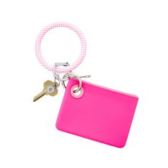 Make a sweet statement for spring with Tickled Pink Gingham! The Original Big O® Key Ring is a one-size-fits-all bracelet key ring that can be worn on your forearm or above your elbow for hands-free simplicity. The patented, signature locking clasp clicks open and closed so you can keep your keys, phone and wallet in one central, secure location. Big O, Tickled Pink, Pink Gingham, Ring Fit, Dream Car, Hands Free, Key Ring, Key Rings, Girly Things