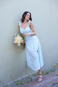 Flower Midi Dress – 9Teen Boutique Chic Ditsy Floral Print Maxi Dress For Garden Party, Ditsy Floral Print Midi Sundress For Day Out, Ditsy Floral Midi Sundress For Day Out, Midi Sundress With Ditsy Floral Print For Day Out, Elegant Ditsy Floral Maxi Dress For Spring, Spring Dresses With Spaghetti Tie Straps, Spring Dresses With Spaghetti And Tie Straps, Ditsy Floral Print Midi Sundress, Midi Sundress With Ditsy Floral Print