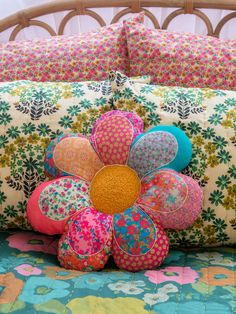 Whimsy Patchwork Pillow|Flower-view 1 Statement Pillow, Pillows Flowers, Inspire Me Home Decor, Patchwork Pillow, Decoration Bedroom, Flower Pillow, Cute Room Decor, Natural Life, Room Inspiration Bedroom