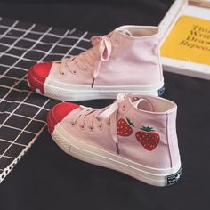 Fashion Strawberry Canvas Shoes PN2672 ●Size:please see the picture. ●Material:canvas (Please allow 1-3cm differs due to manual measurement.As different computers display colors differently,the color of the actual may vary slightly from the above images.Thanks for your understanding.) ●About Shipping: We attach great importance to the orders of each customer and parcel delivery. 1.Processing time: 2-3 business days. 2.Shipping time: 10-15 business days to US, please allow 3-4 weeks shipping to other country.(Shipping times can be affected by variable customs clearance times or public holidays.) Trendy Canvas Shoes With Rubber Sole, Red Lace-up High-top Sneakers For Spring, Cute Low-top Canvas Shoes For School, Trendy Canvas Shoes With Vulcanized Sole, Spring Skate Shoes For School With Round Toe, Spring Round Toe Skate Shoes For School, Trendy Flat Canvas Shoes With Vulcanized Sole, School Skate Shoes For Spring With Round Toe, Cute Canvas Shoes With Vulcanized Sole