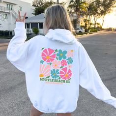 Show off your Myrtle Beach style with this Unisex Heavy Blend Hooded Sweatshirt! This hoodie features our Flower Market design. Made from high-quality, durable materials, this hoodie is perfect from sunrise all the way to sunset 𓆉  ☼ Product Details ☼ *This listing is for 1 Hoodie with front + back design * Medium-heavy fabric * Made with 50% cotton, 50% polyester * Classic fit **This hoodie is not oversized, please size up 1-2 sizes for an oversized fit**  ☼Care Instructions ☼ * Turn hoodie in White Cotton Beach Hoodie, White Cotton Hoodie For Beach, White Cotton Hoodie For The Beach, Casual White Hoodie For Beach Season, Spring Beach Cotton Sweatshirt, White Cotton Hoodie For Vacation, White Long Sleeve Hoodie For Beach, Relaxed Fit Hoodie For Spring Beach Days, White Beach Hoodie Sweatshirt