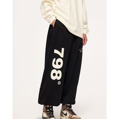 Autumn Wide Leg Hip Hop Dance Sweatpants  Material: 63%Cotton+37% Polyester   Size: S, M, L, XL, Color: Blue, Black, Light Gray, Purple  Season: Spring, Autumn,   Occasion: Leisure, Outdoor, Daily, Vacation Baggy Winter Streetwear Bottoms, Wide Leg Pants With Letter Print For Streetwear, Fitted Sweatpants With Letter Print For Streetwear, Black Full Length Bottoms With Letter Print, Fall Urban Sweatpants With Letter Print, Winter Wide Leg Streetwear Bottoms, Winter Wide Leg Bottoms For Streetwear, Straight Leg Cotton Sweatpants With Letter Print, Hip Hop Straight Leg Winter Bottoms