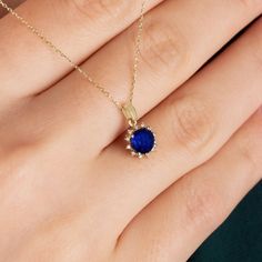 "Our 14k solid gold round sapphire necklace surrounded by diamonds will make your loved one happy... 🤍🤍 Special gifts for your special moments. We produce our jewelery for you in the most perfect way. 🤍🤍 All of our products are carefully crafted from 14k Solid gold and Real diamonds. 🤍🤍 High Quality Natural Processed Sapphire. FEATURES * Made to order. * Gold Color Selection: Yellow Gold, Rose Gold, White Gold * Gold KT: 14K * Length: 14\", 16\", 18\", 20\", 22\",24\" * Gemstone: Genuine D Anniversary Birthstone Necklace With Prong Setting, Sapphire Necklace With Brilliant Cut For Gift, Round Diamond Birthstone Necklace In Prong Setting, Diamond Birthstone Necklace With Round Gemstone, Sapphire Necklace With Brilliant Cut As A Gift, Round Diamond Birthstone Necklace With Prong Setting, Gift Sapphire Necklace With Brilliant Cut, Brilliant Cut Sapphire Necklace For Gift, Sapphire Round Necklace For Anniversary