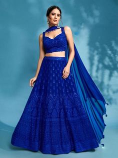 Price Guarantee on Ethnic Indian Wear !! : Trusted Name since 2008 : Based in Jacksonville, Florida Royal Blue Lehenga Simple, Royal Blue Lehenga Color Combinations, Royal Blue Indian Outfit, Blue Indian Outfit, Blue Lengha, Shimmer Lehenga, Lehenga Simple, Lehenga Color Combinations, Royal Blue Lehenga