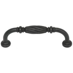 an old fashioned black door handle on a white background