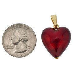 The unique beauty of Venice comes to life in this classic Murano Glass Heart Pendant. The perfect jewelry piece for everyday or a special day, this handcrafted ruby red heart pendant will make you feel elegant and stylish wherever your journey takes you. This Murano pendant also makes a wonderful gift for a special woman in your life. Measurements: The pendant measures 3/4 x 3/4 inch. It comes with an attractive velvet pouch, and the certificate of authenticity. Because each Murano Glass piece i Red Round Jewelry For Valentine's Day, Elegant Red Jewelry With Heart Charm, Formal Heart Pendant Jewelry With Heart Charm, Formal Heart Charm Jewelry With Heart Pendant, Classic Red Jewelry As A Gift, Classic Heart-shaped Jewelry With Heart Beads, Elegant Heart Detail Pendant Jewelry, Red Ruby Jewelry For Valentine's Day, Formal Jewelry Pendant For Valentine's Day