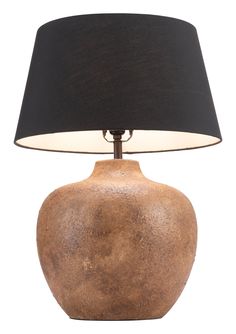 a brown vase with a black shade on it