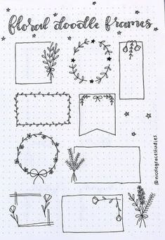 a notebook with doodle frames and flowers on it