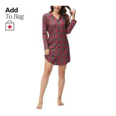 in stock Plaid Sleepwear For Pajama Party In Fall, Holiday Long Sleeve Sleepwear For Pajama Party, Plaid Winter Sleepwear, Plaid Long Sleeve Sleepwear For Fall, Winter Plaid Sleepwear, Christmas Long Sleeve Sleepwear Loungewear, Christmas Long Sleeve Loungewear Sleepwear, Casual Long Sleeve Holiday Sleepwear, Red Long Sleeve Nightgown For Bedtime