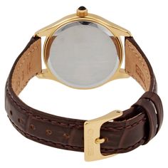 This stylish Seiko quartz watch is the perfect accessory for any Instagram occasion. A gold-toned case pairs beautifully with its premium brown leather strap, and the pristine white dial with Roman numeral markers provides effortless elegance. Water resistant and scratch resistant sapphire crystal ensure it holds up to your active lifestyle. At under 30mm, its petite yet polished look will complement any outfit in your feed. Quality craftsmanship and Swiss quartz precision make it a watch to be Formal Brown Watch With Leather Strap, Classic Brown Business Watches, Brown Quartz Business Watches, Classic Brown Watch Accessories With Rectangular Dial, Formal Brown Watch With Analog Display, Brown Metal Dial Business Watch, Formal Brown Watch With Metal Dial, Classic Brown Leather Strap Watches, Gold Leather Watches With Diamond Hour Markers