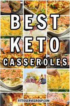 the best keto casserole recipe is shown in this collage with images