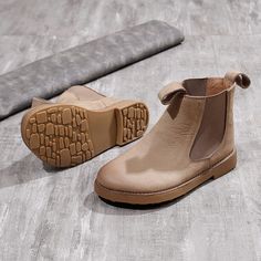 Beige Round Toe Martin Boots For Fall, Trendy Beige Martin Boots With Round Toe, Trendy Martin Boots For Spring Workwear, Casual Fall Martin Boots Medium Width, Trendy Beige Boots With Round Toe, Trendy Beige Round Toe Boots, Beige Flat Heel Martin Boots For Fall, Beige Martin Boots With Flat Heel For Fall, Trendy High Ankle Chelsea Boots For Spring